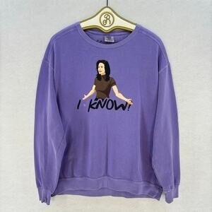 Friends Crewneck Sweatshirt Women LARGE Purple Monica I KNOW Novelty 90s TV